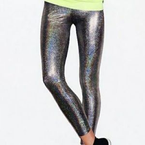 Metallic Silver Leggings M